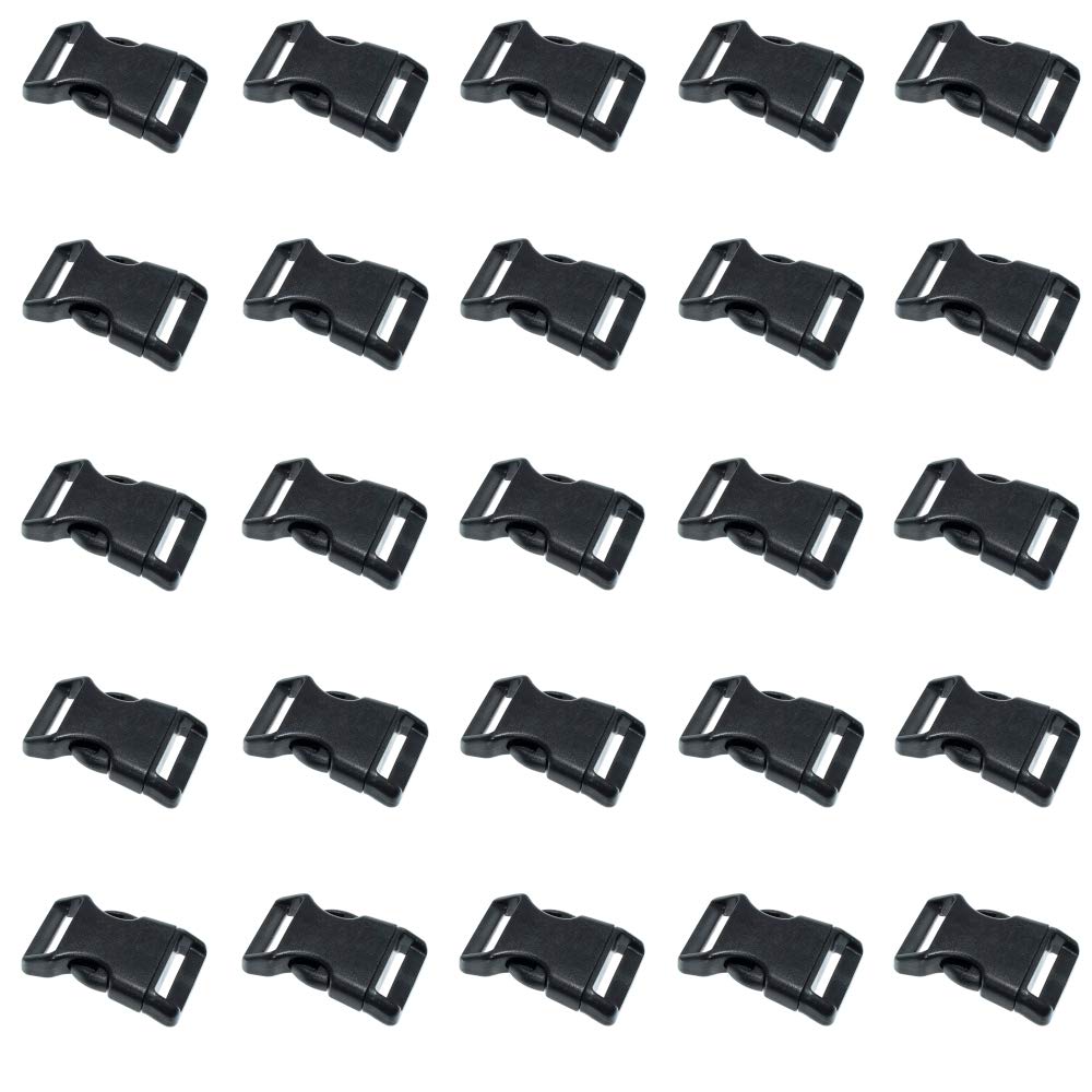 Paracord Planet 50 Pack 5/8-Inch Black Plastic Side Release Buckles for Paracord Bracelets