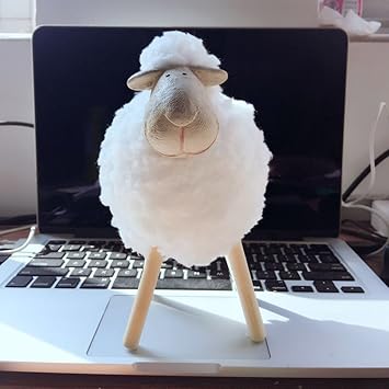 Amazon.com: VORCOOL Mini Sheep Figurines Wooden Plush Sheep ...