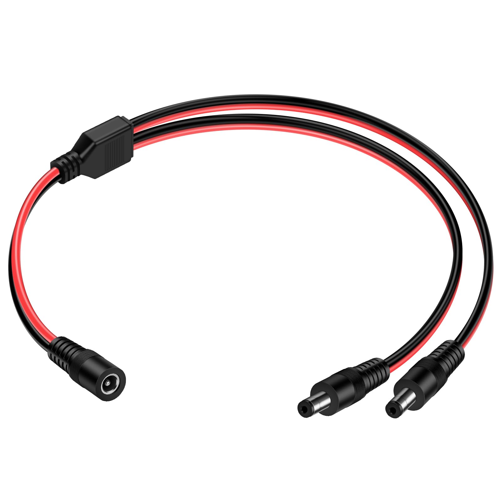 Photo 1 of DC Power 5.5mm x 2.1mm DC Power Supply Splitter Cord for Surveillance Camera Cable for CCTV Security Camera,LED Strip Light 14AWG 1.5Ft/45cm (1Female - 2Male)