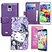 EpicGadget(TM) Samsung Galaxy S5 Handmade Luxury Wallet Case Bling Bling Baby Purple Flower Miss Kitty Fairy Tale Princess Case PU Leather Case Magnet Flip Cover With Credit Card Holder + S5 i9600 Screen Protector (US Seller!!) (Miss Kitty Fairy Tale Purple Case)