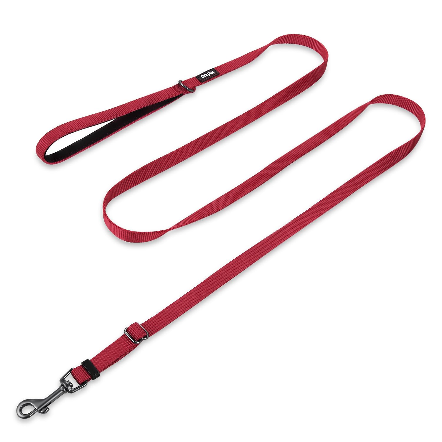 Hyhug Pets Upgraded Adjustable Lead with Sturdy Nylon and Super Soft Neoprene lined Handle for Puppy Dogs. (Small, Dark Red)