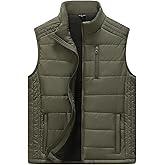 Msmsse Men's Outerwear Vests Winter Quilted Padded Vest Gilet Stand Collar Warm Puffer Vest