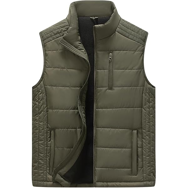 Aokivvy Hooded Fake Collar Padded Vest, Detachable Drawstring Zip