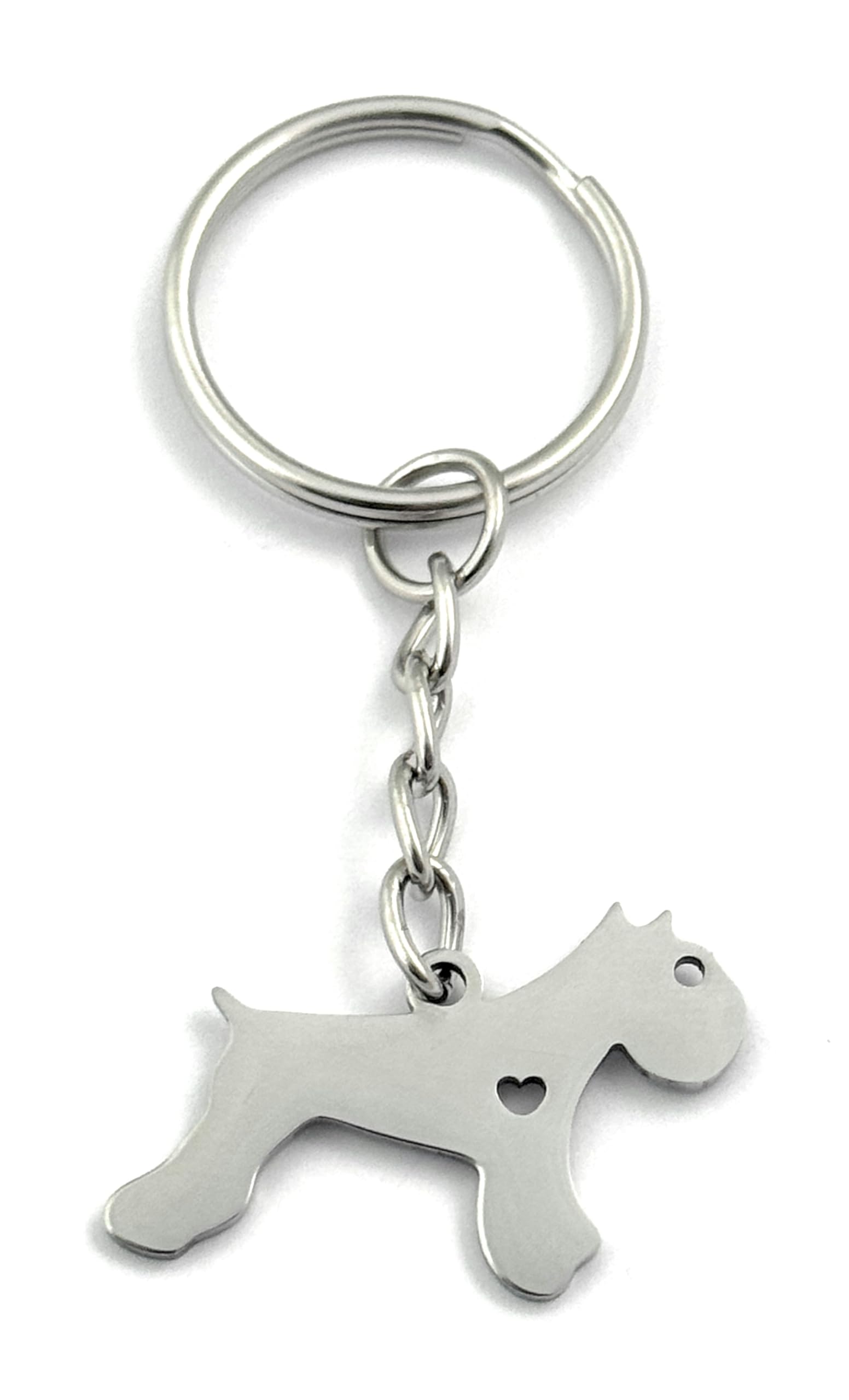 FizzyButton Gifts Schnauzer Puppy Dog Keyring Key Ring with Stainless Steel Silhouette Charm and Turquoise Gift Box
