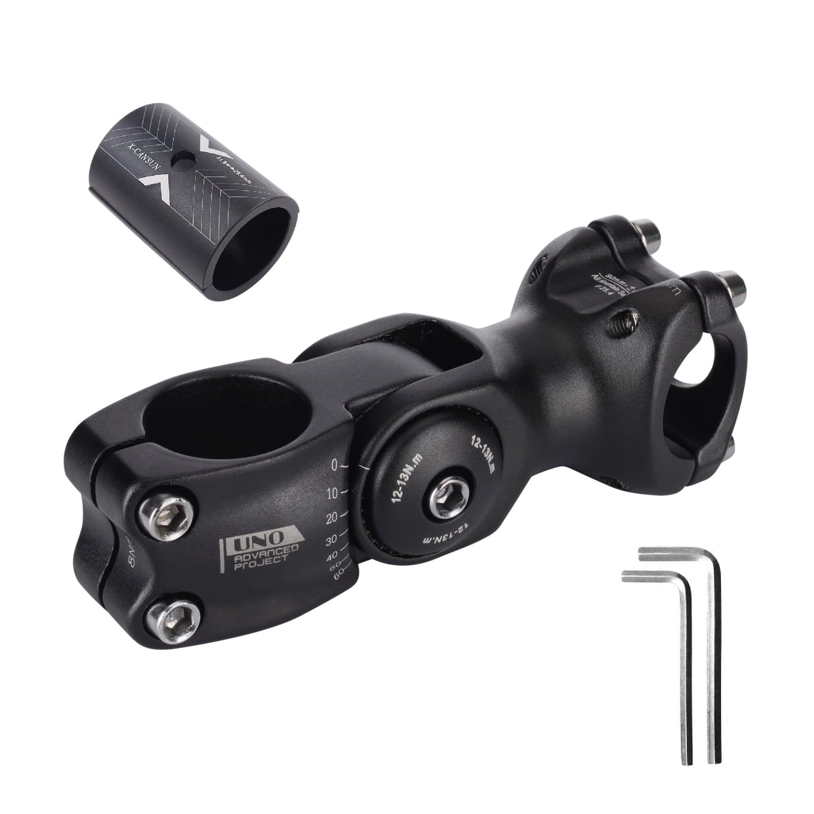 BESNIN Bike Stem 0-60 Degree 31.8 90mm 110mm 120mm 130mm, Adjustable MTB Stem Mountain Bike Handlebar Stem for Bicycle, Road Bike, MTB, BMX, Cycling (31.8×90mm)