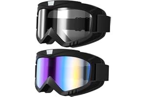 DIZYWIEE Dirt Bike Goggles Motorcycle Goggles - 2 Pack ATV, Ski, Windproof Glasses for Adults, Men, Women, Youth