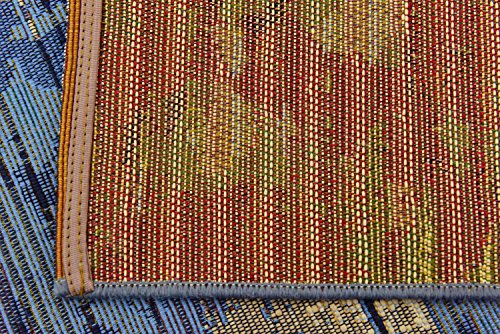 Unique Loom Nantucket Collection Modern Transitional Indoor and Outdoor Blue Runner Rug (2' x 6')