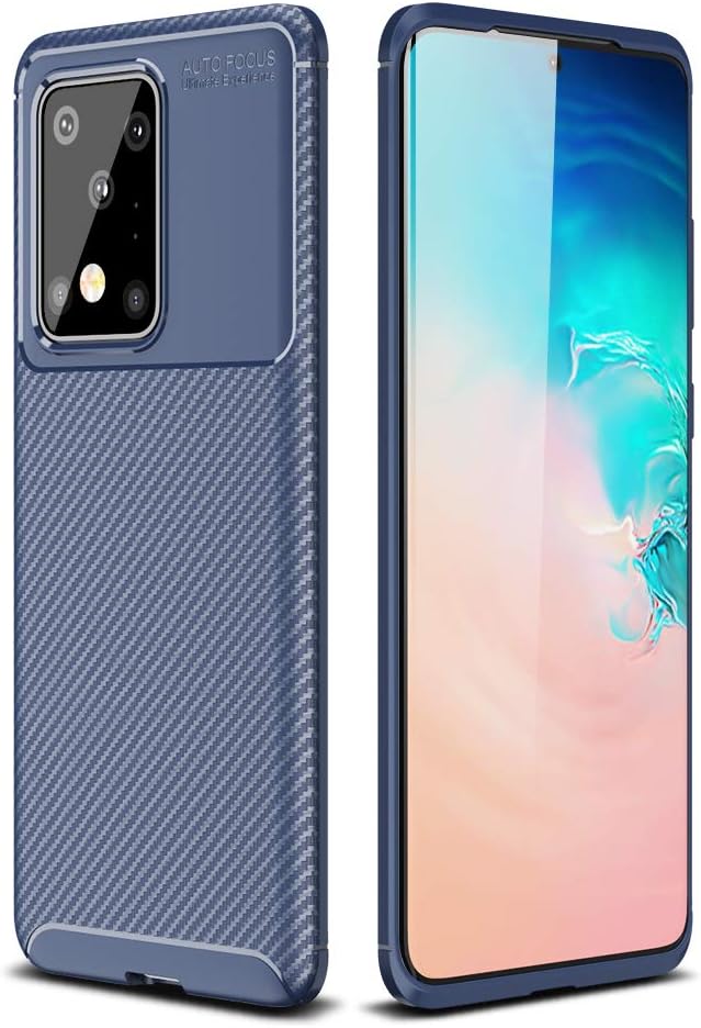 CruzerLite Samsung Galaxy S20 Ultra Case, Carbon Fiber Texture Design Cover Anti-Scratch Shock Absorption Case for Samsung Galaxy S20 Ultra (Carbon Blue)