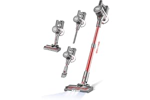 WLOTPO Cordless Vacuum Cleaner,Vacuum Cleaners for Home with Super Suction,Stick Vacuum Cleaner Rechargeable Up to 35 Mins Runtime,Lightweight Hardwood Floor Vacuum for Pet Hair,Carpet(Deep Red)
