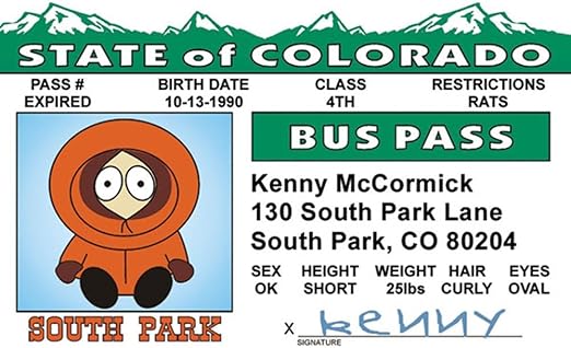 Amazon Com Signs 4 Fun Nuidk Kenny Bus Pass S Driver S License Posters Prints