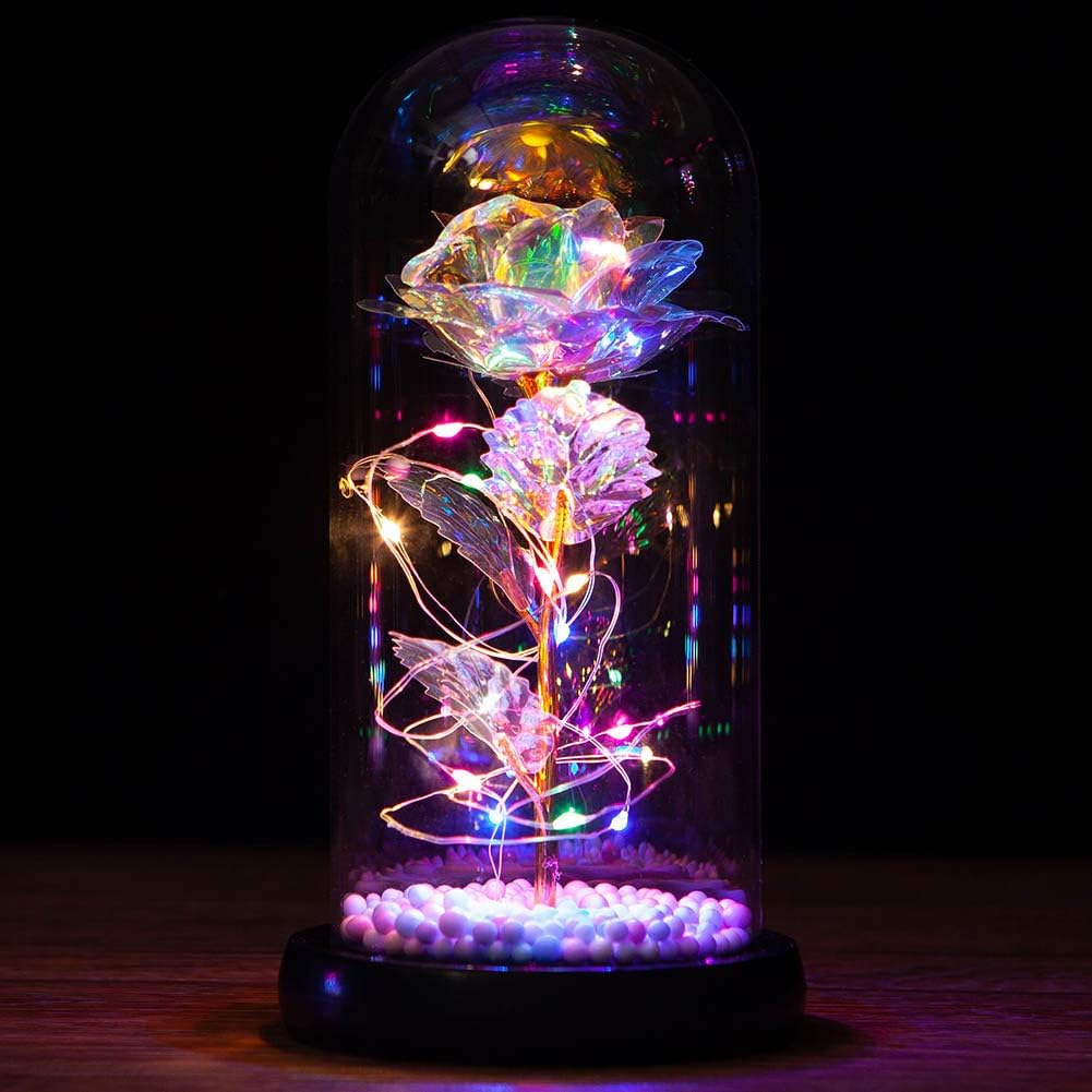 SPRIF Galaxy Rose Flowers Forever Enchanted Rose with Colorful LED