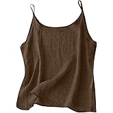 breaise Cotton Linen Tank Tops for Women Spaghetti Strap Sleeveless Camisole Summer Loose Fit Light Weight Gauze Shirts