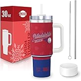 30 oz Tumbler with Handle and Straw,Car cup,Coffee Mug,100% Leakproof Insulated Tumbler with Lid and Straw,Made of Stainless Steel,Cup Holder Friendly Base,Classic Collection Gifts for Fans