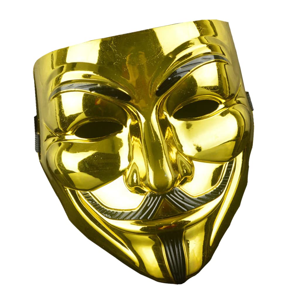 アノニマス マスク お面 国際的ハッカー集団 ハッカー ガイ・フォークス 仮面 (ゴールド) の商品画像