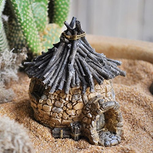 Miniature troll hut w/twig roof
