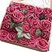 Ling's moment Artificial Flowers 50pcs Real Looking Fuchsia Fake Roses w/Stem for DIY Wedding Bouquets Centerpieces Bridal Shower Party Home Decorations