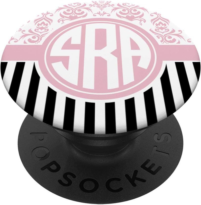 amazon com sra monogram gift pink damask initials sra or sar popsockets grip and stand for phones and tablets amazon com