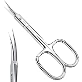 THRAU Cuticle Scissors Extra Fine for Manicure and Pedicure | Curved Blade Nail Scissors, Precise Pointed Tip Grooming Kit for Eyebrow, Eyelash, Trim Nail and Dry Skin, Small Scissors