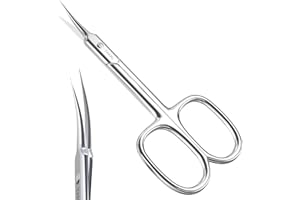 THRAU Cuticle Scissors Extra Fine for Manicure and Pedicure, Curved Blade Nail Scissors, Precise Pointed Tip Grooming Kit for Eyebrow, Eyelash, Trim Nail and Dry Skin, Small Scissors