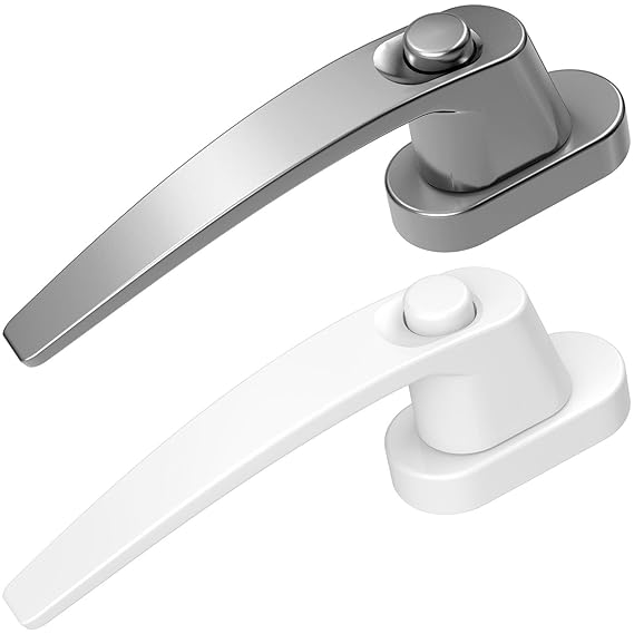 Basi® Metall Fenster-Griff mit Druckknopf-Sicherung Weiß/Silber, Silber