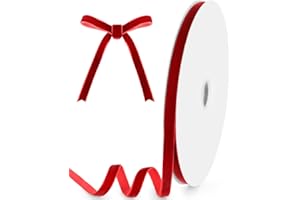 KMER LIFE 3/8" Wide x 25 Yards Velvet Ribbon, Vintage Single Face Velvet Ribbons for Gift Wrapping, Christmas Wrapping Bows, Wedding Decor, Sewing and More (Red)