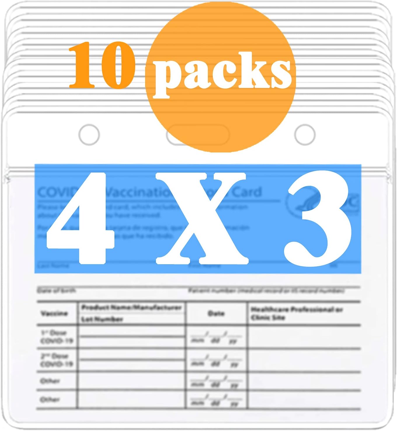 10 Pack-Card Protector, 4×3 in Waterproof Cards Holder Horizontal Badge I’D Name Tag, Clear PVC Sleeve with Resealable Zip : Office Products