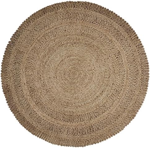 LR Resources Natural Jute LR12034-GRY80RD Gray Round 8 ft Indoor Area Rug, 8'