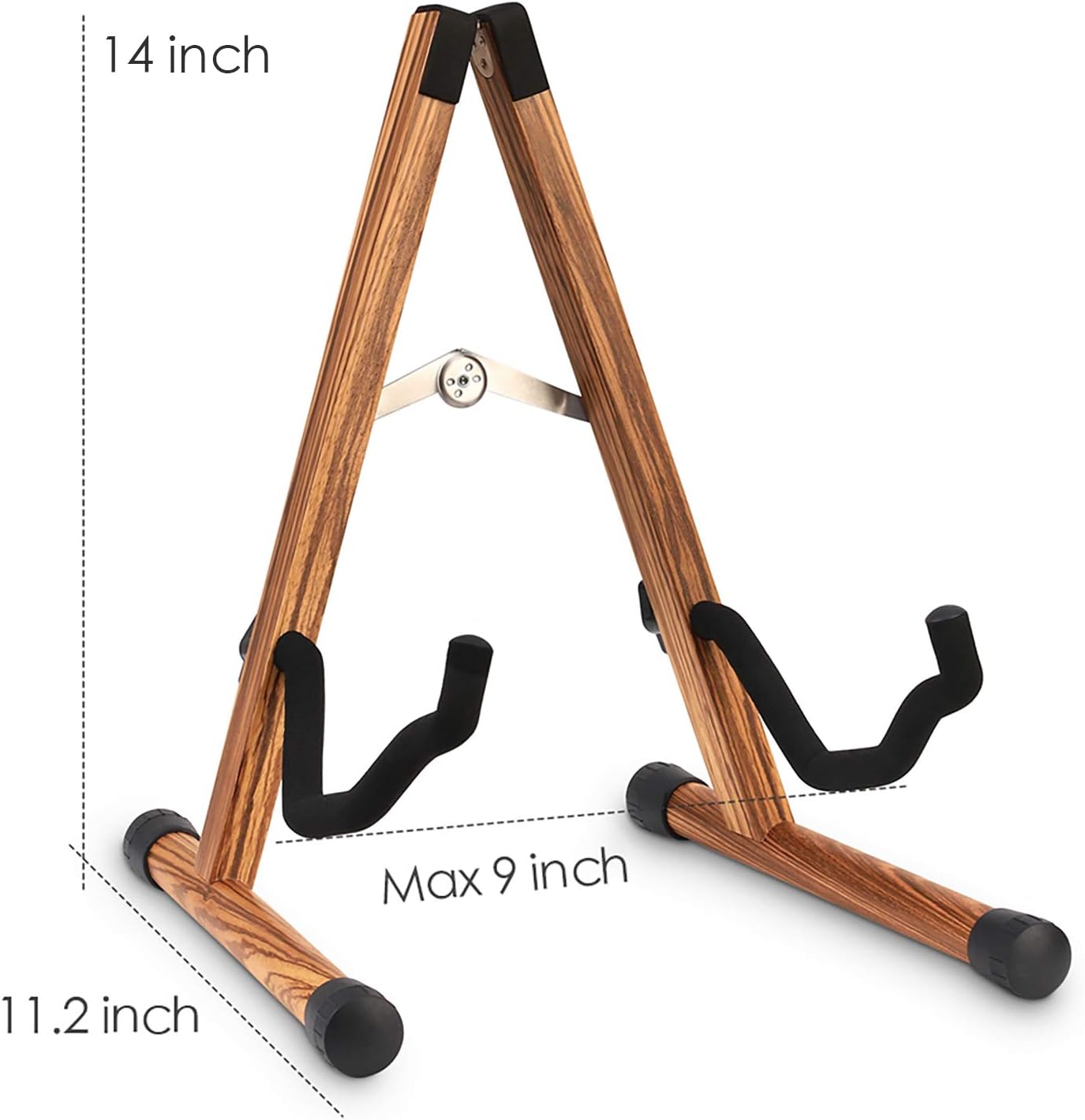 Wood Guitar Stand, Compact Acoustic Guitar Stand with Padded Foam, Classical Electric Guitar Stand, A-Frame Folding Bass Guitar Display Stand Compatible with Cello, Mandolin, Bass, Banjo, Ukulele - Image 5
