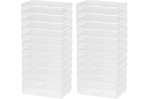 novelinks 24 Pack 4"x6" Clear Photo Storage Boxes and Photo Box Organizers | Photo Organizers and Storage, Task Boxes for Spe