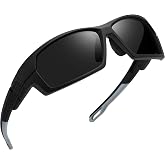 Joopin Rectangle Sports Sunglasses Polarized UV400 Protection Wrap Around | Single piece lens design, oversized TR90, windproof, sports glasses, sports sunglasses, cycling glasses, fast glasses