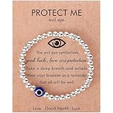 Zian Evil Eye Bracelet for Women Men Dainty Evil Eye Charms Inspirational Bracelet with Gift Message Card Good Luck Amulet Jewelry Gift for Family Friends Lover