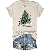 Beopjesk Women's Buffalo Plaid Tees Casual Short Sleeve Merry Letter Printed Graphic Blouse Tops