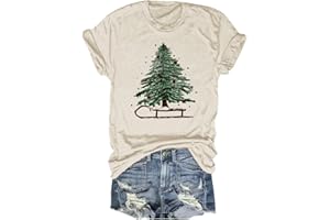 Beopjesk Women's Buffalo Plaid Tees Casual Short Sleeve Merry Letter Printed Graphic Blouse Tops