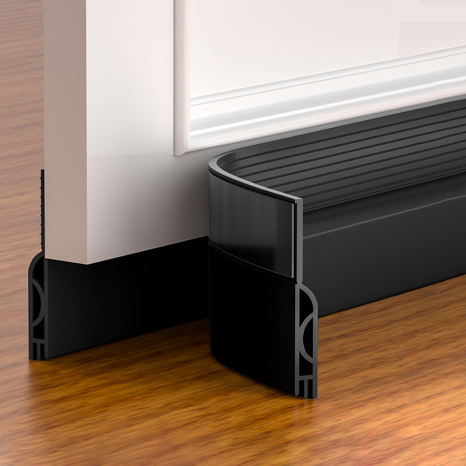 Photo 1 of Pundin Door Draft Stopper,Adjustable Door Sweep for Bottom of Door,Silicone Weather Stripping Door Bottom Seal Blocker Air Noise,Under Door Gap Filler for Interior/Exterior Doors(Black, 39inch)
