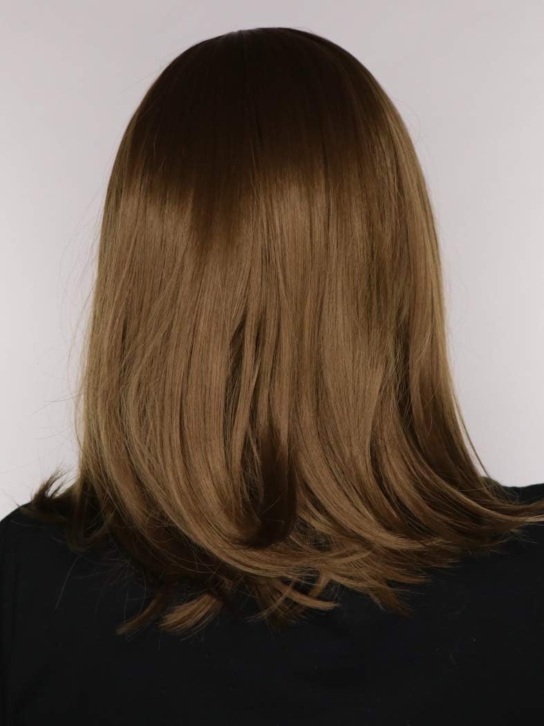 Prettyland Brown Mid-length Hair Wig with Gerade Bang Chic straight static-free matt Daily use C952, brown c952 - Image 5
