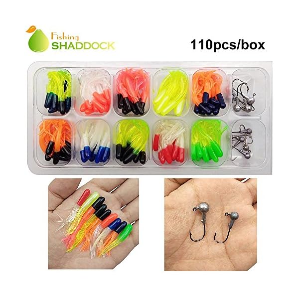 Shaddock-Fishing-110-Piece-Fishing-Lures-Tackle-Kit-Soft-Crappie-Tube-Jigs-Jig-Lead-Heads-Hooks-Fish-Bass-Fishing-Gear-Lures-Kit-Set