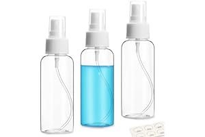 ZEJIA 3 Pack Small Spray Bottle, 2.7oz/80ml Travel Spray Bottle, Empty Fine Mist Spray Bottles, Refillable Mini Spray Bottles with Labels