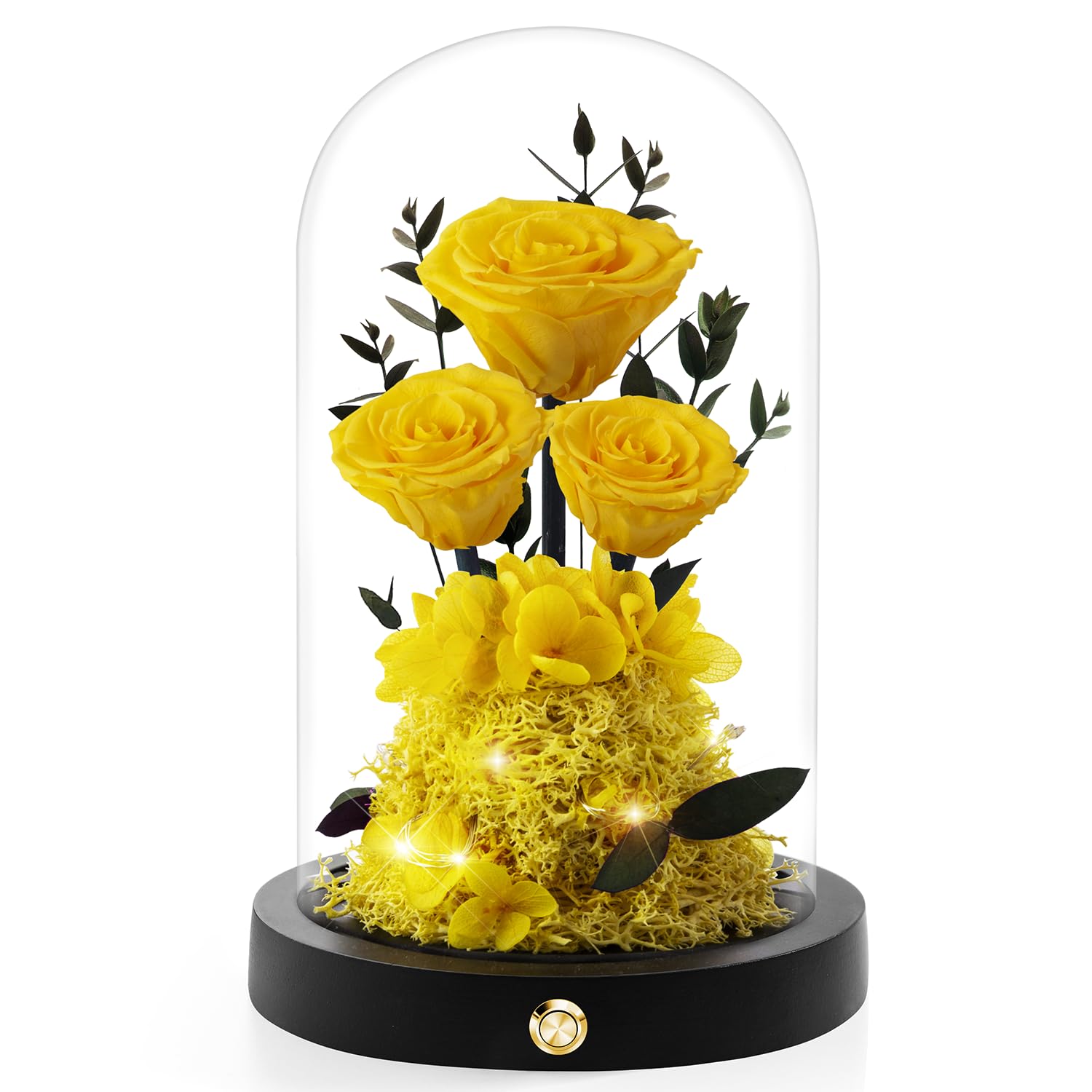 Photo 1 of Agrul Flowers Roses Gifts for Mom,Forever Real Preserved Roses in Glass Dome,Mothers Day for Wife Girlfriend Women Best Friend Grandma/Yellow Rose