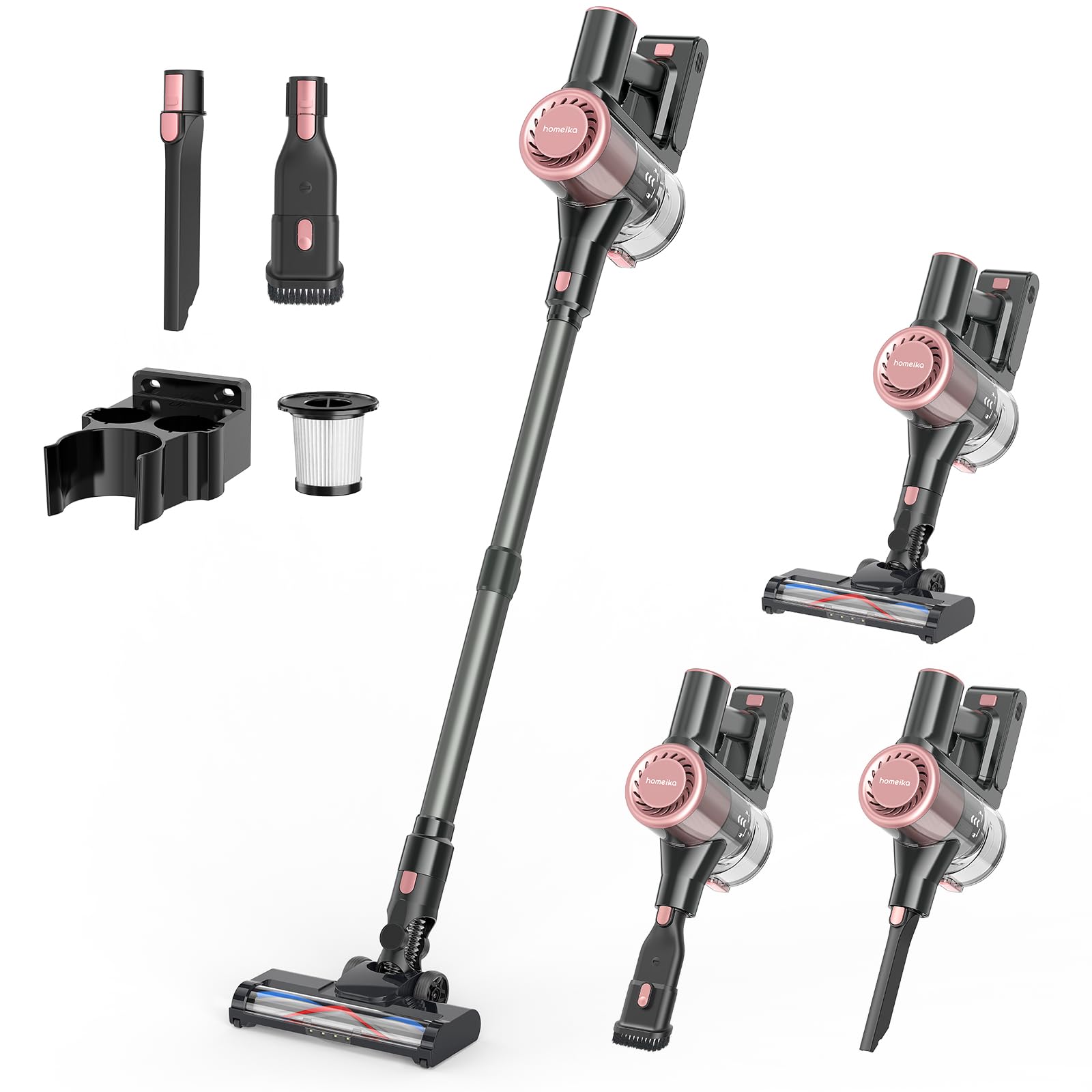 Homeika 28Kpa Cordless Vacuum, 380W Motor, 8-in-1 Lightweight Stick Vac with 50 Min Battery for Carpet & Pet Hair