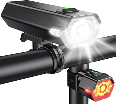 Glangeh Upgraded Bike Lights Front Back 1000 Lumen 7 LEDs IP65 USB