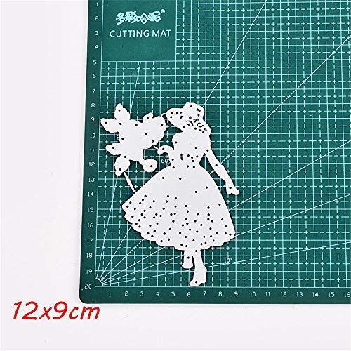 image for gootrades Cutting Dies for Card Making Lady with Dog,Metal Die Cuts Em