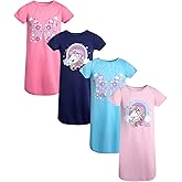 Sweet & Sassy Girls Nightgowns - 4 Pack Short Sleeve Night Gown Sleepwear Pajama Dress for Kids (Size: 4-14)