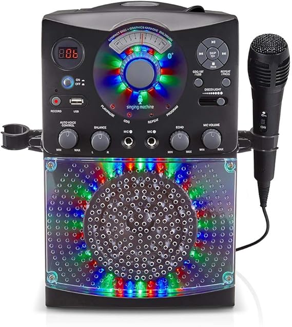 Singing Machine SML385UBK Système de karaoké Bluetooth avec lumières