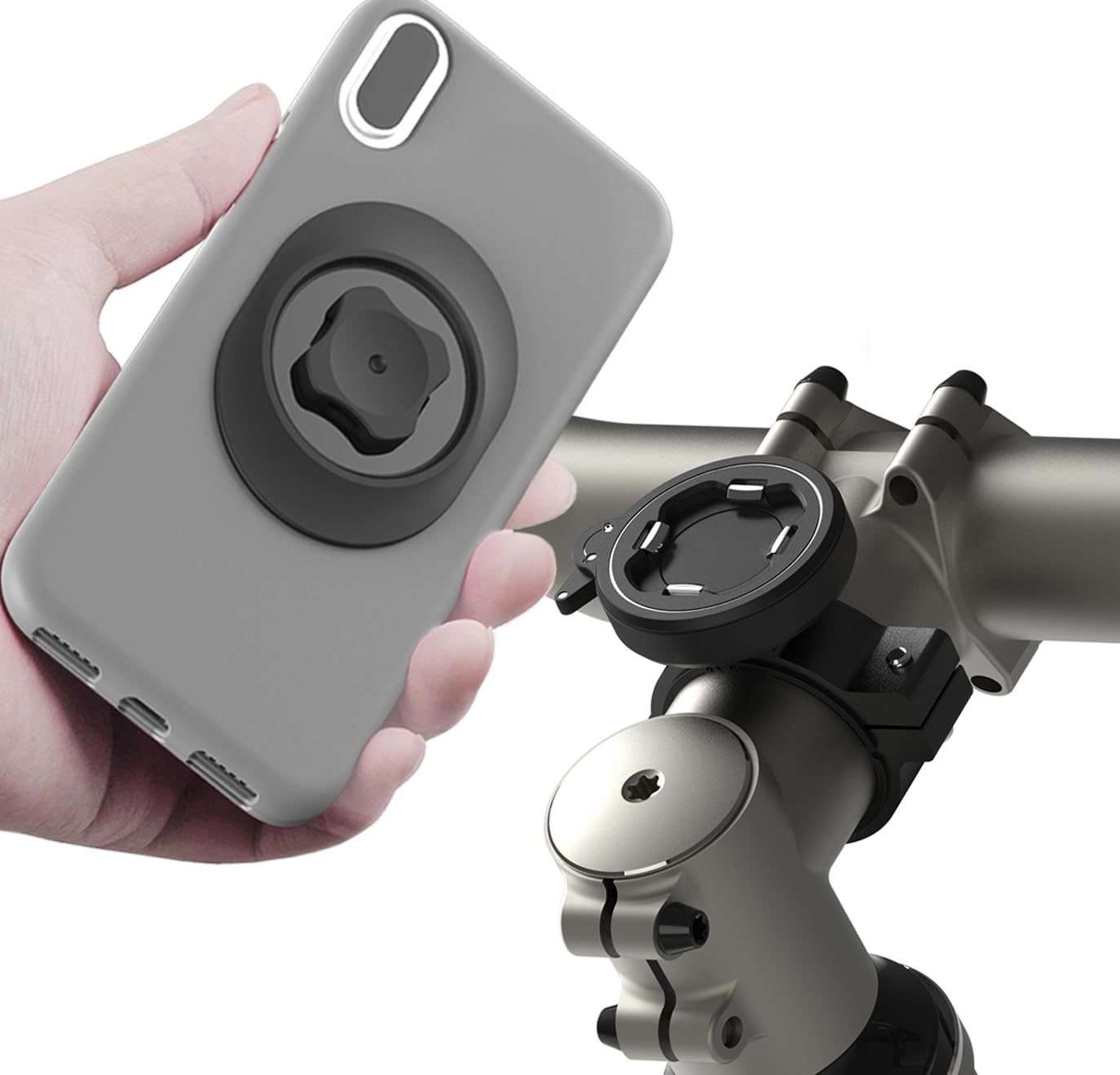 Sincetop Mountain Bike Phone Holder, Motorbike Phone Holder for Bike with Universal Adapter, Upgraded Aluminum Bicycle MTB Bike Phone Mount, Quick Detach Bike Mobile Phone Holder Built-in Ultra-Lock