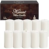KONNI White Pillar Candles Set of 10, 2"x 4" Unscented Pillar Candles Bulk, 20 Hours Long Burning Candles, Smokeless&Dripless Large Round Candle for Wedding, Home Decoration, Parties, Spas, Dinner