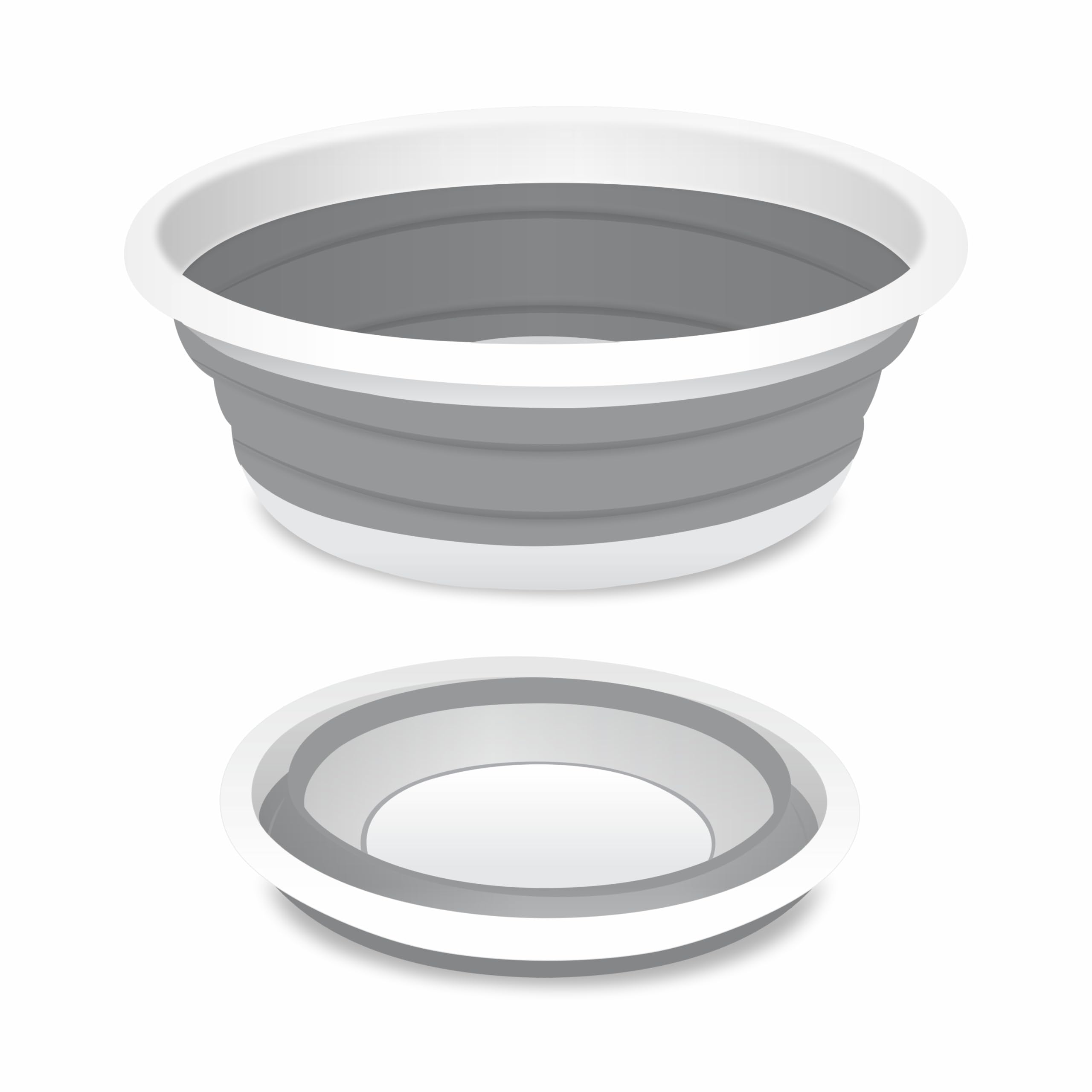 ACUNA Collapsible 5L Medium Round Washing Up Bowl Basin Multipurpose Outdoor Travel Basin Folding Portable Silicone Bowl Tub for Kitchen Camping Caravans Water Carrier (Grey)