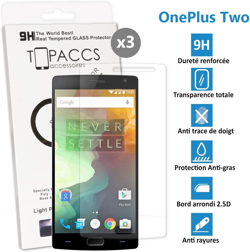 Oneplus Two – [Pack of 3] – Real Glass Screen Protector Tempered Glass Ultra Durable Screen Protector for OnePlus 2