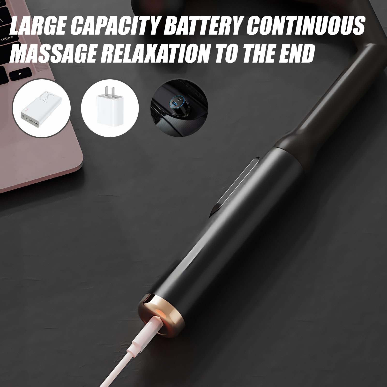 LEKEFETO Revolutionäre U-förmige Massagepistole Rückenmassagegerät: Tiefengewebe Muskel Massagegerät, 4 Köpfen, 6 Geschwindigkeitsstufen, Tiefengewebe Massagepistole für Schmerzlinderung 4