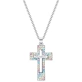 Dixbix Baptism Cross Necklace for Women,First Communion Cross Necklaces Jewelry Gifts for Women