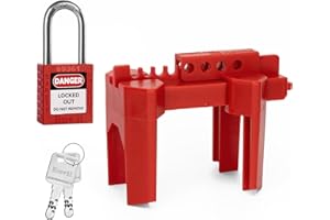 Boviisky Ball Valve Lockout with Safety Padlock, Adjustable Ball Valve Lockout Device, Suitable for 1/2"-2-1/2" Diameter Outside Pipe,1 Set, 3001＋1001
